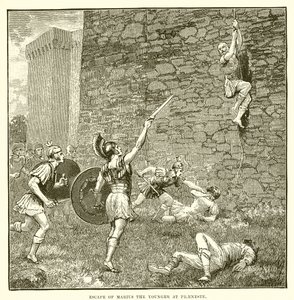 Escape of Marius the younger at Praeneste by English School
