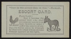 Escort Card with Images of a Chicken and a Donkey