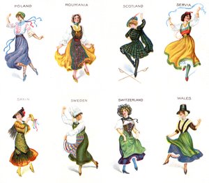 European Dancers, cigarette cards, 1915