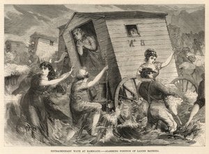 Extraordinary wave at Ramsgate; Alarming position of ladies bathing by English School