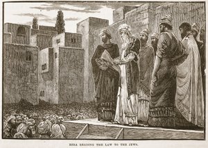 Ezra Reading the Law to the Jews by English School