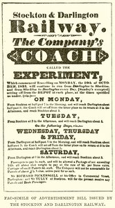 Facsimile of Advertisement Bill Issued by the Stockton and Darlington Railway by English School