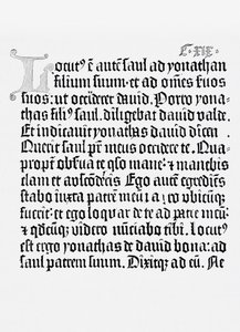 Facsimile of a page from The Bible, printed by Johannes Gutenberg, Mainz, 1456 by English School