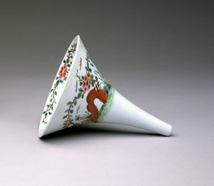 Famille Rose Wine Funnel, Worcester Porcelain, 1753-55
