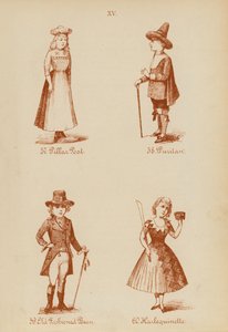 Fancy dress outfits: Pillar Post, Puritan, Old Fashioned Bean, Harlequinette by English School