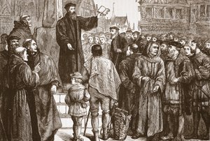Farel Preaching in the Market-Place of Neuchatel by English School