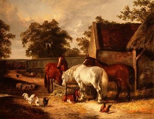 Farmyard Scene by English School