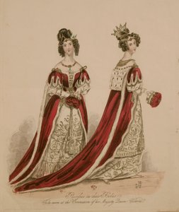 Fashion Plate Depicting Peeresses in Coronation Robes by English School