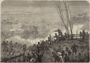 Federal Troops Attacking a Convoy of Confederate Stores by English School