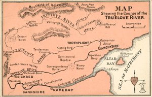 Fictional map charting the course of the river TrueLove