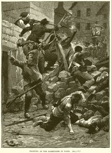 Fighting at the Barricades in Paris by English School