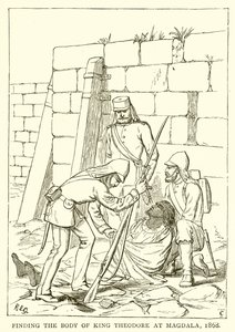 Finding the Body of King Theodore at Magdala, 1868 by English School
