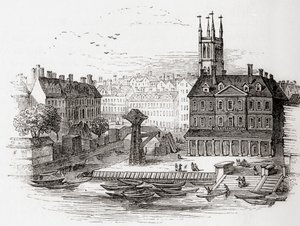 Fleet Ditch, London, England in 1749 at the Point Where it Ran into the Thames at Bridewell, from Old England: A Pictorial Museum, Published 1847 by English School
