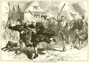 Flight of Hutchinson before the Rioters by English School