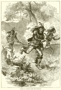 Flight of Indians After the Massacre by English School