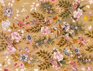 Flowered Textile Design by English School