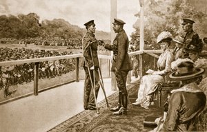 For Valour: King George decorating Private Thomas Hughes, of the Connaught Rangers, with the V.C., in Hyde Park, June 2nd, 1917 by English School