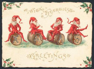 Four Pixies Sitting on Barrels