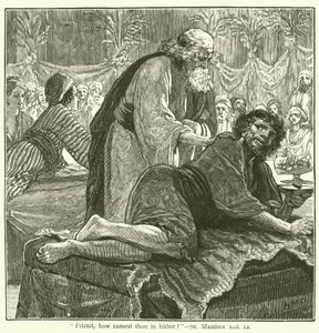 Friend, how camest thou in hither?, St Matthew, xxii by English School