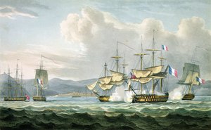 Frigate action in Vizagapatam Roads, off India, 18th September, 1804 (engraved by T. Sutherland for The Naval Chronology of Great Britain by J. Ralfe)