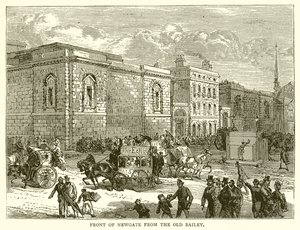Front of Newgate from the Old Bailey by English School