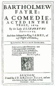 Frontispiece to Bartholomew Fayre: A Comedie by Benjamin Jonson, 1631 by English School