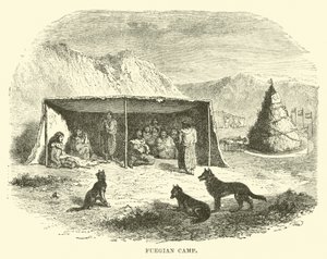 Fuegian Camp, Tierra del Fuego, 1890 by English School