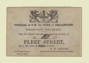 Funeral of The Duke of Wellington, Inhabitants Pass Ticket by English School