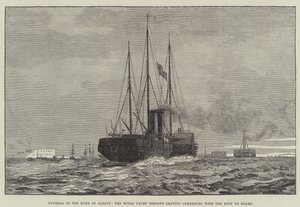 Funeral of the Duke of Albany, the Royal Yacht Osborne leaving Cherbourg with the Body on Board by English School