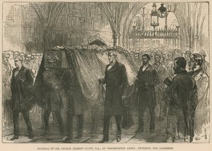 Funeral of the Late Sir George Gilbert Scott, RA, at Westminster Abbey, Entering the Cloisters by English School