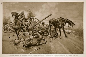 Gallipoli: Horses Rescued by Munster Fusiliers from a Wagon Shattered by Turkish Gun Fire, 1914-19