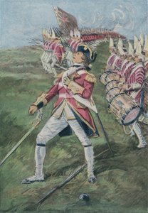 General Wolfe wounded at the Battle of Quebec, Canada, 1759 by English School