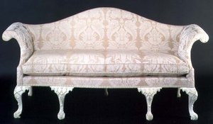 George III upholstered and painted sofa, late 18th century by English School