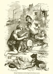 George Stephenson Constructing His First Steam-Engine