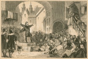 George Wishart preaching at Dundee during the Plague by English School