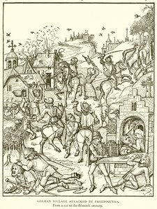 German Village Attacked by Freebooters by English School