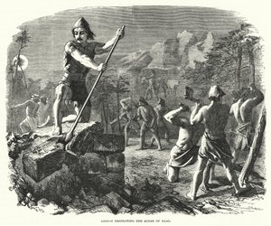 Gideon Destroying the Altar of Baal by English School
