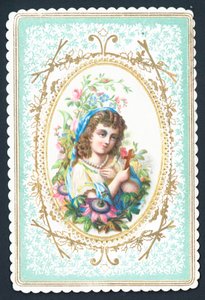 Girl Holding Wooden Cross by English School