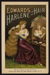 Girl brushing her long blonde hair; Edward