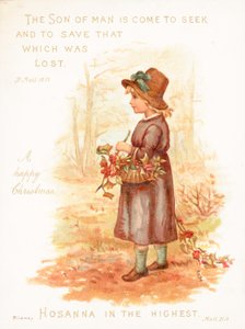 Girl carrying basket of holly by English School