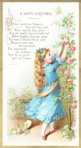 Girl Picking Roses by English School