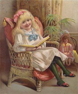 Girl Reading in a Chair by English School