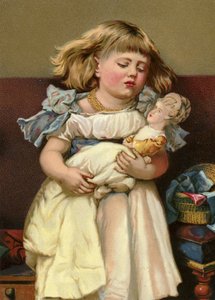 Girl with Sick Doll by English School