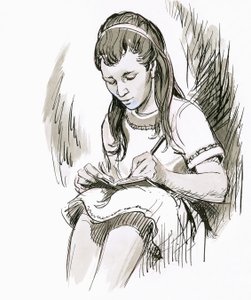 Girl Writing by English School