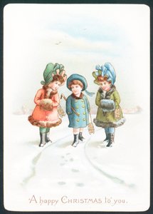 Girls walking in the snow by English School