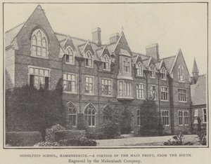 Godolphin School, Hammersmith, a Portion of the Main Front, from the South by English School