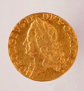 Golden English Guinea, Reign of King George II (1714-1760) 18th Century. Diam. 2.5 cm Naples, Museo Archeologico by English School