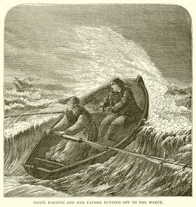 Grace Darling and her Father Putting Off to the Wreck by English School