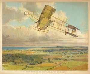Grahame-White in his Aeroplane Flying at Blackpool, from the 