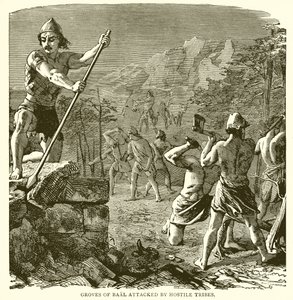Groves of Baal attacked by Hostile Tribes by English School